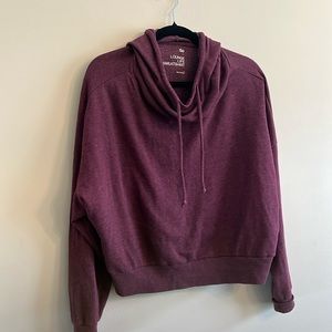 SO loungelife maroon cropped cow neck hoodie Large